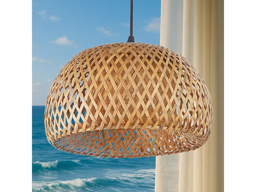 Lampe de plafond en bambou - Lampe suspendue de style Boho Bali - Talli Bois naturel