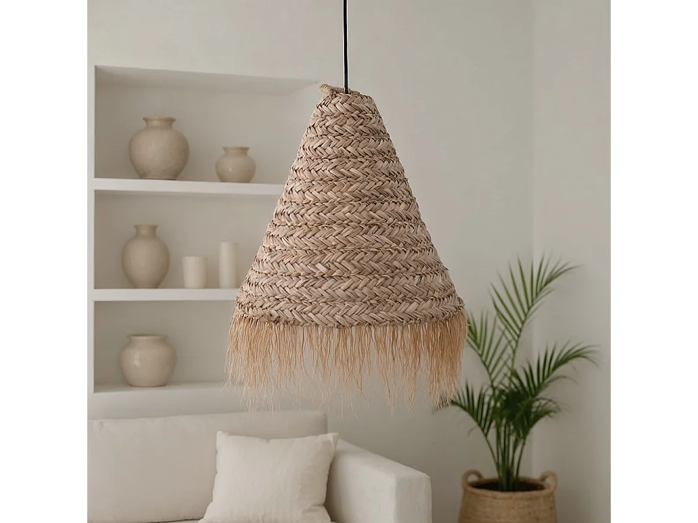Lampe de plafond en sparte - Lampe suspendue de style boho Bali - Pitse Naturel