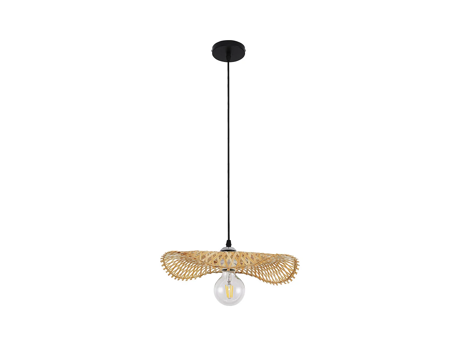 Lustre de plafond en bambou - Suspension de style Boho Bali - Noila Bois naturel