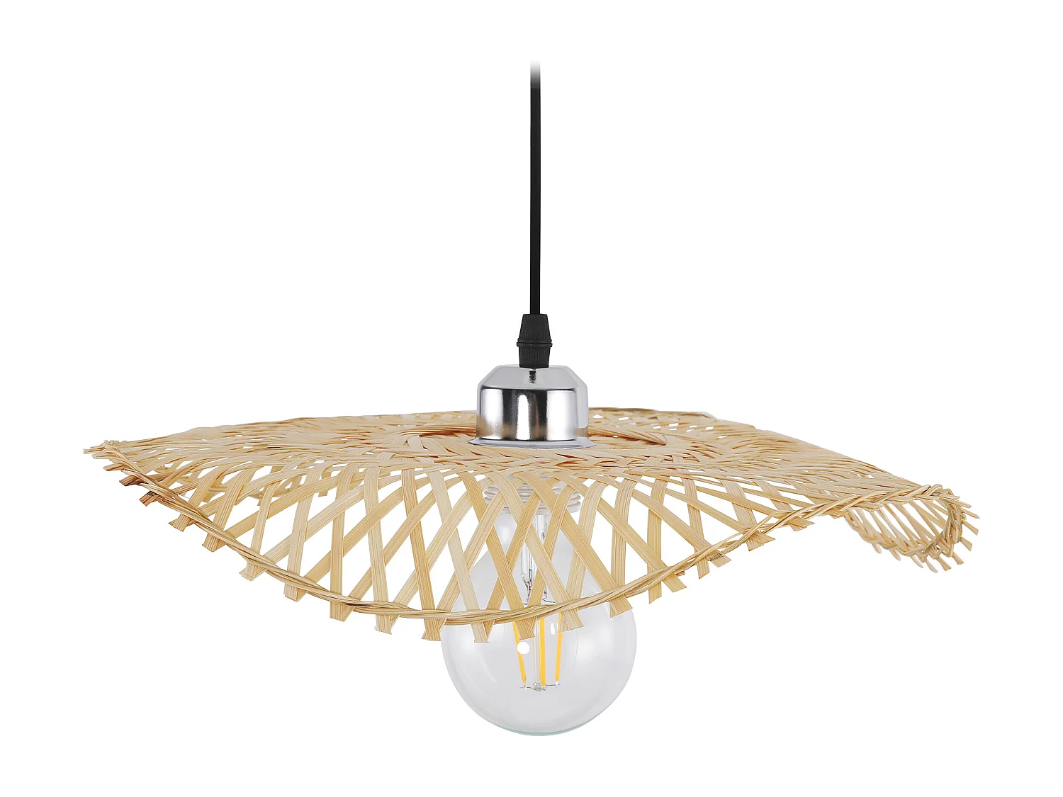 Lustre de plafond en bambou - Suspension de style Boho Bali - Noila Bois naturel