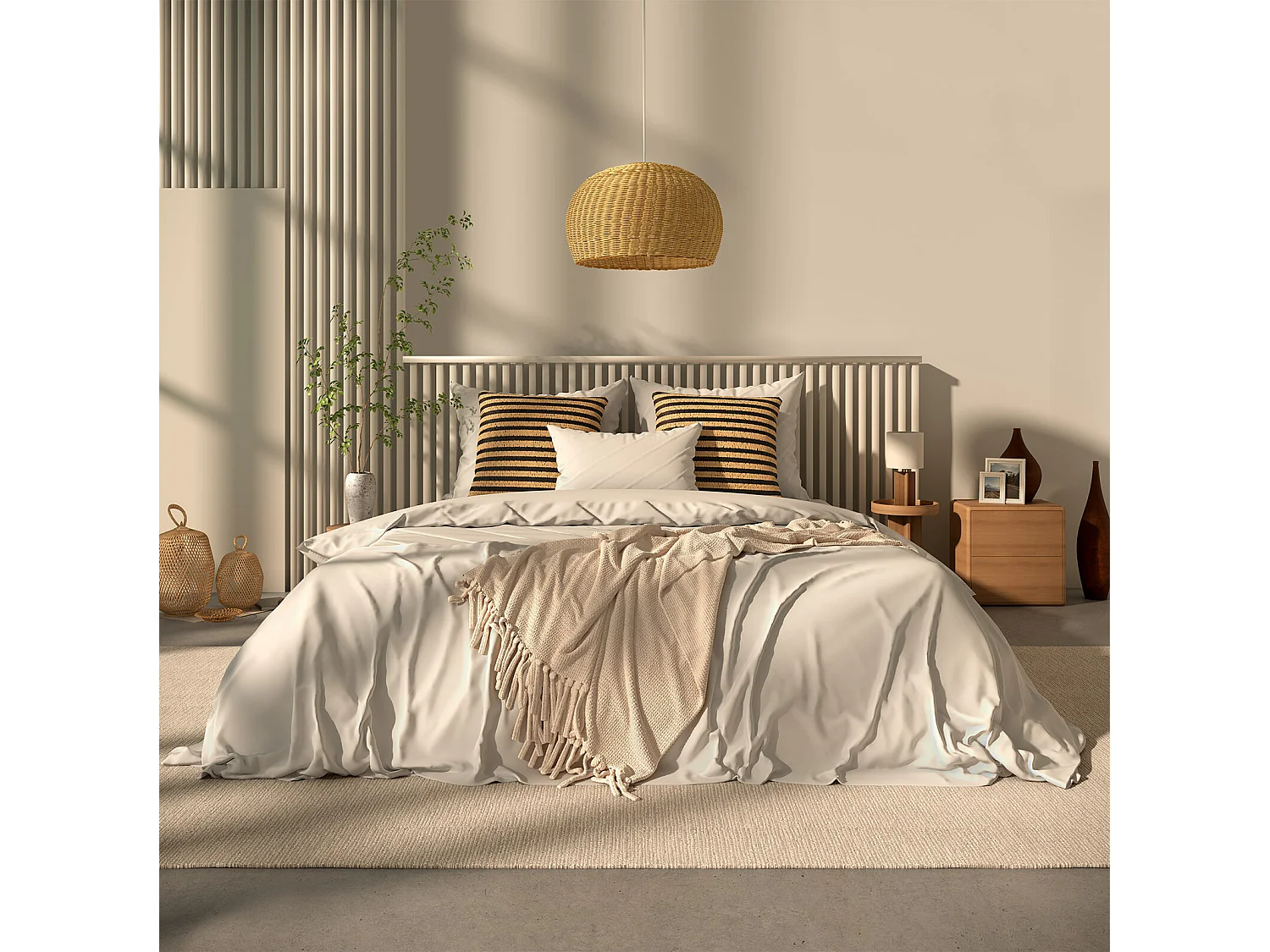 Rattan-Deckenlampe - Pendelleuchte im Boho-Bali-Design - Kim