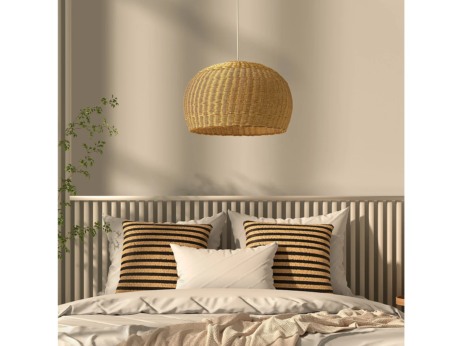 Rattan-Deckenlampe - Pendelleuchte im Boho-Bali-Design - Kim