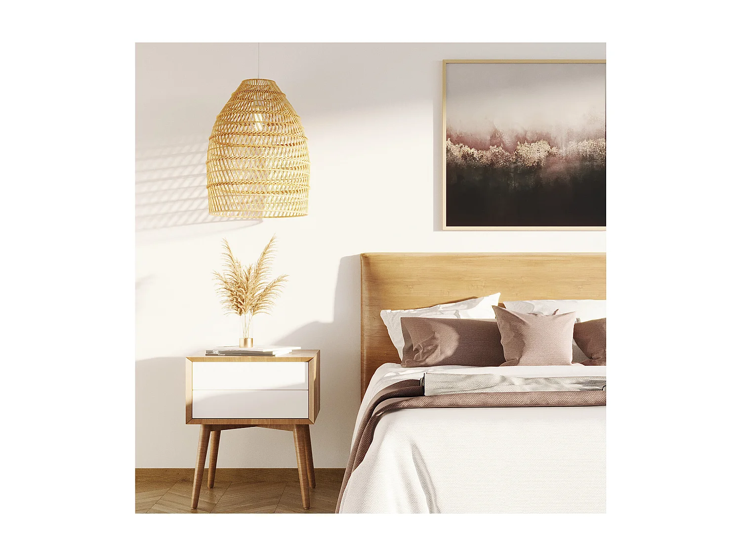 Lámpara de Techo de Ratán - Lámpara Colgante Diseño Boho Bali - 50cm - Puong