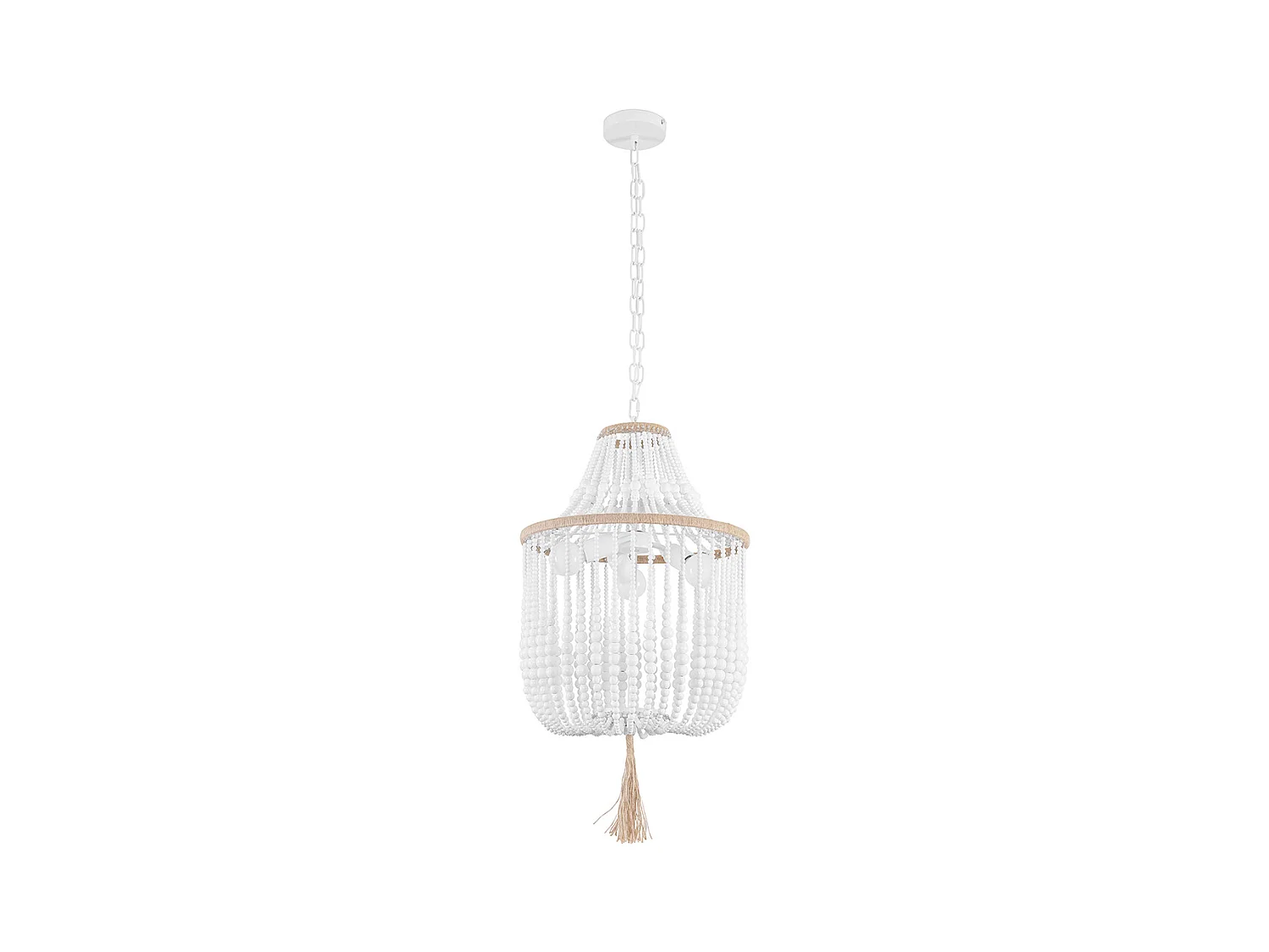 Lampe de plafond à boules en bois - Lampe suspendue de style boho Bali - Lawan Blanc