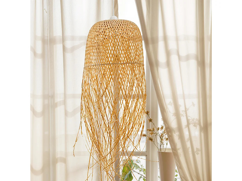 Lampe de plafond en bambou - Lampe suspendue de style Boho Bali - Thow Bois naturel