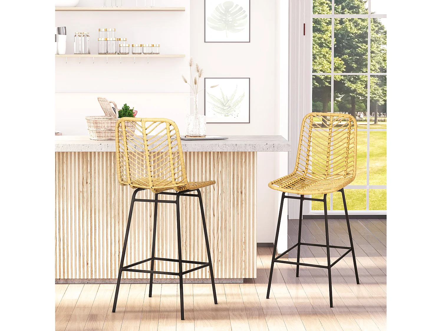 Taburetes de cocina madera natural 42.5x52x102 cm HOMCOM