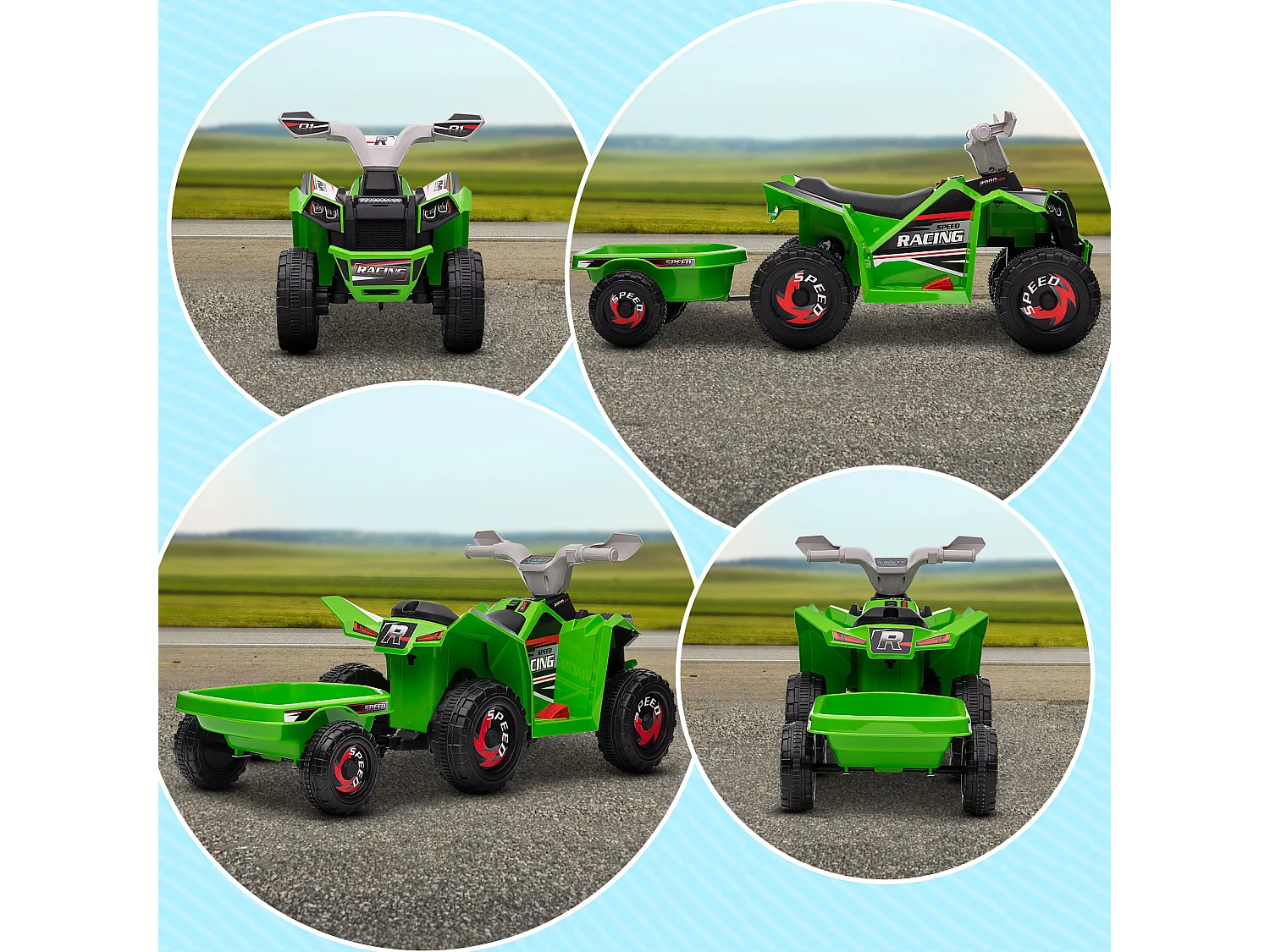 Quad eléctrico infantil verde 106x41.5x48.5 cm HOMCOM