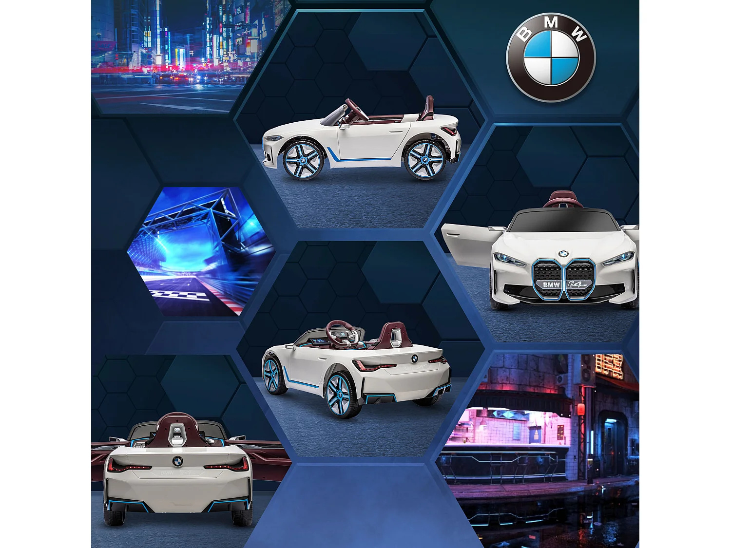 Coche eléctrico infantil blanco 115x67x45 cm HOMCOM