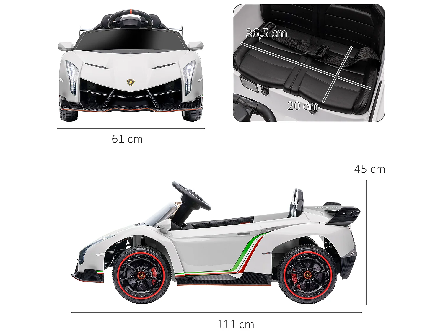 Coche eléctrico blanco 111x61x45 cm HOMCOM