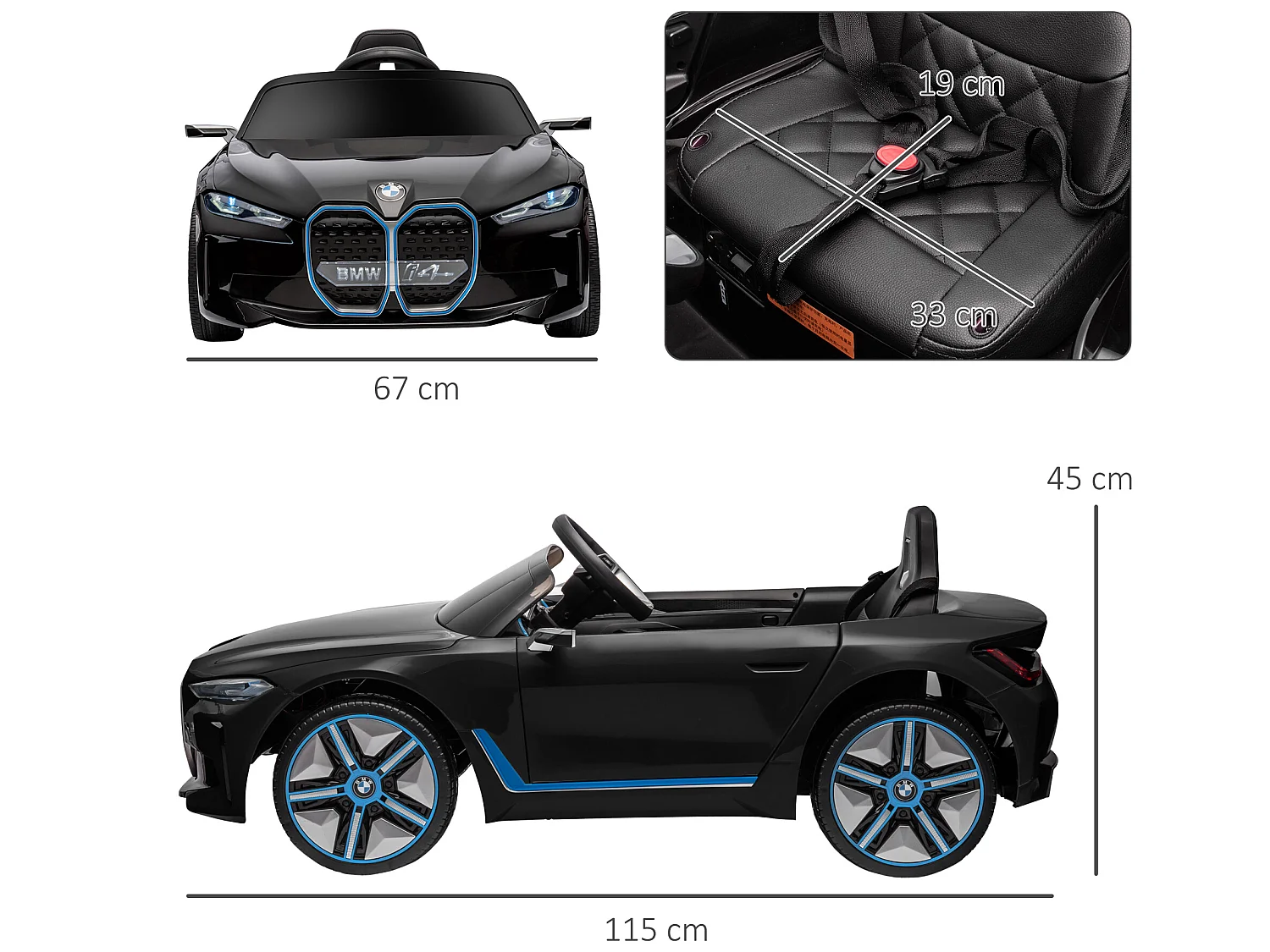 Coche eléctrico infantil negro 115x67x45 cm HOMCOM