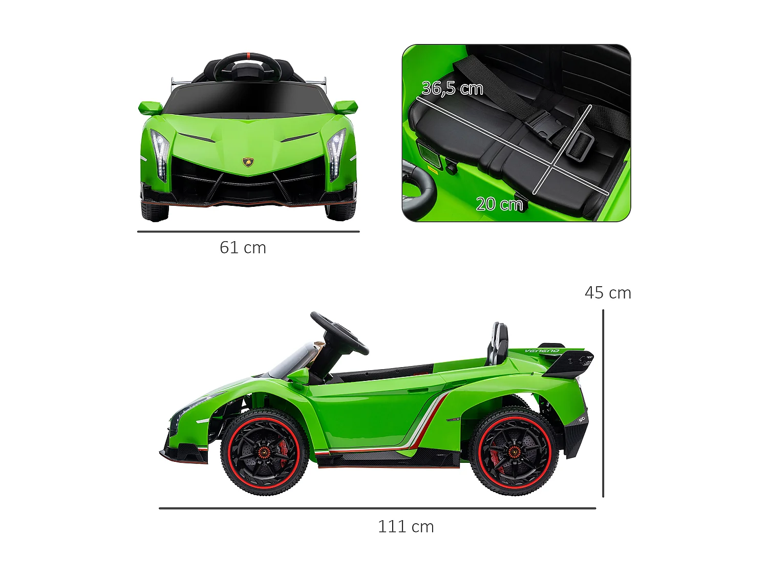 Coche eléctrico verde 111x61x45 cm HOMCOM