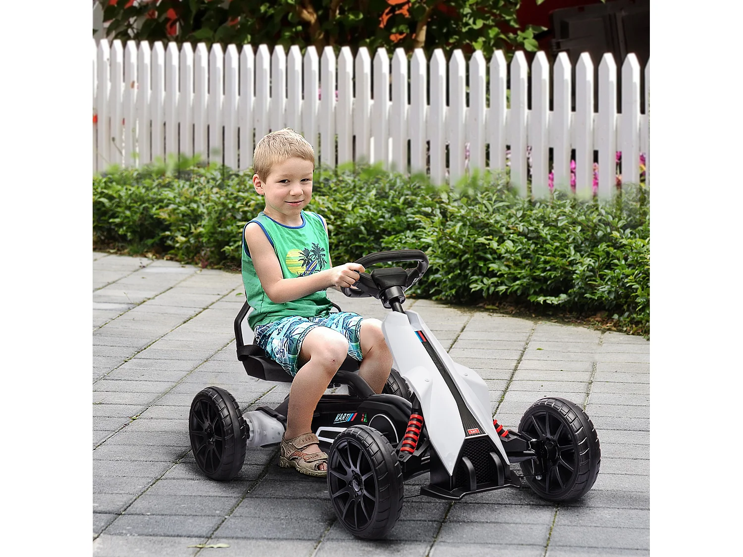 Kart eléctrico infantil blanco 100x58x58.5 cm HOMCOM