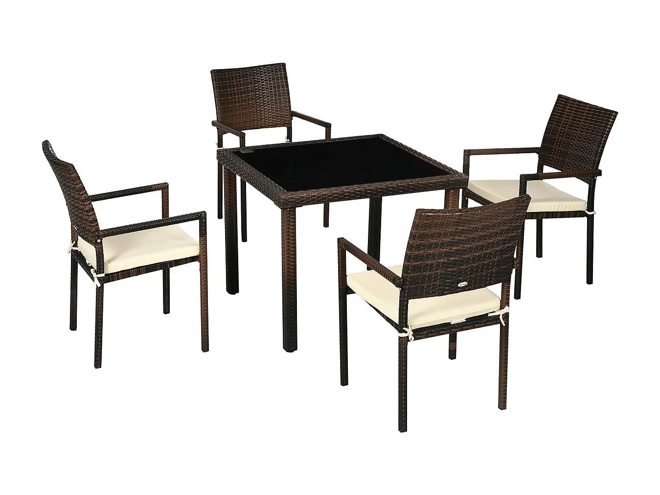 Muebles de ratán marrón 90x90x74 cm Outsunny