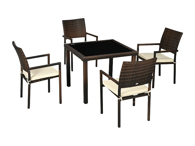 Muebles de ratán marrón 90x90x74 cm Outsunny