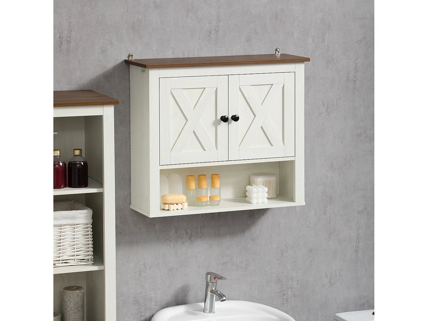 Armario de pared blanco 60x19.5x52.5 cm kleankin