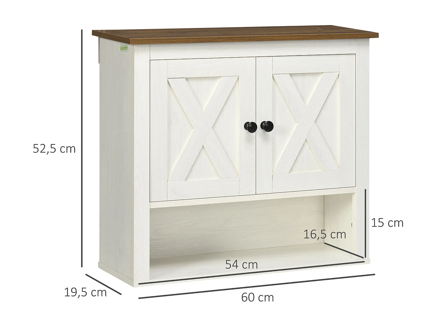 Armario de pared blanco 60x19.5x52.5 cm kleankin