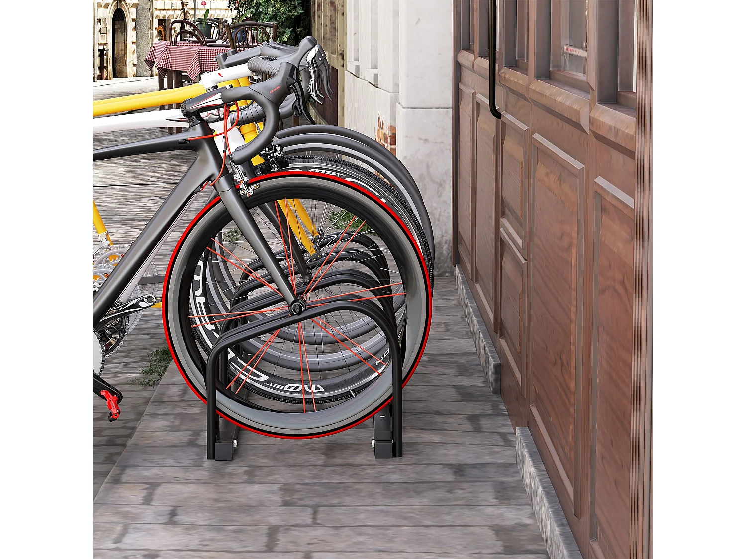 Aparcamiento para bicicletas negro 110x33x27 cm HOMCOM