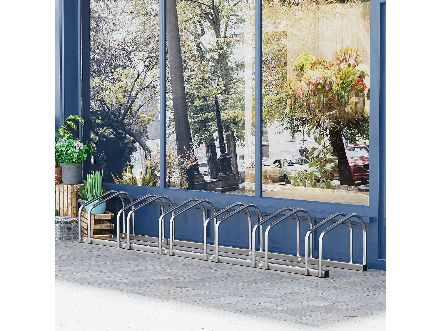 Aparcamiento para bicicletas plata 179x33x27 cm HOMCOM
