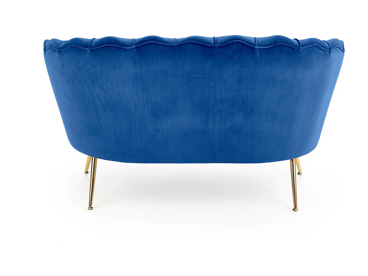 Canapé coquillage en velours bleu avec pieds dorés en métal CAPRICA XL
