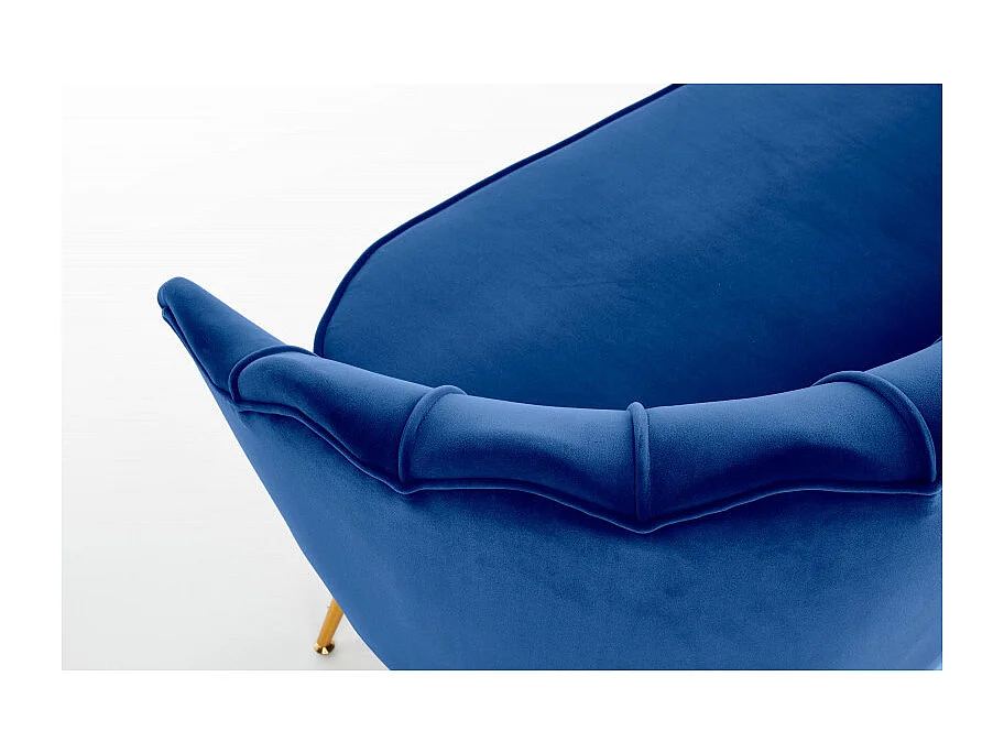 Canapé coquillage en velours bleu avec pieds dorés en métal CAPRICA XL