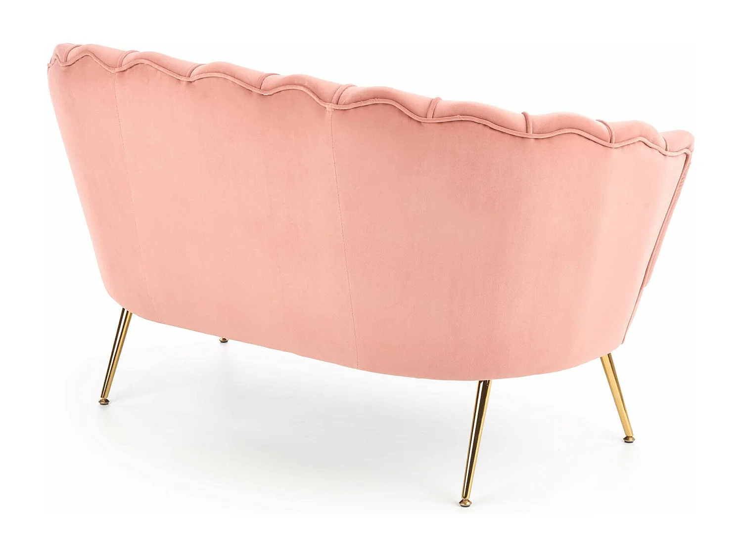 Divano a conchiglia in velluto rosa con gambe in metallo dorato CAPRICA XL