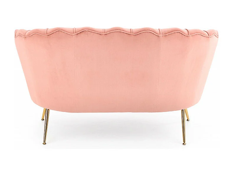 Divano a conchiglia in velluto rosa con gambe in metallo dorato CAPRICA XL