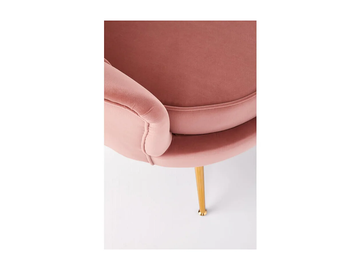 Divano a conchiglia in velluto rosa con gambe in metallo dorato CAPRICA XL
