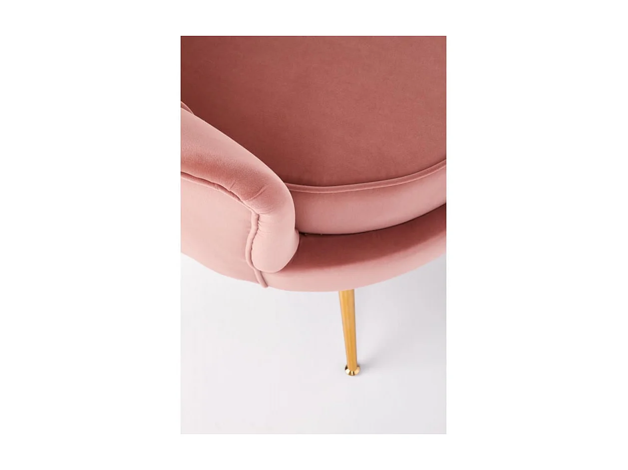 Canapé Coquillage en velours rose avec pieds dorés en métal CAPRICA XL