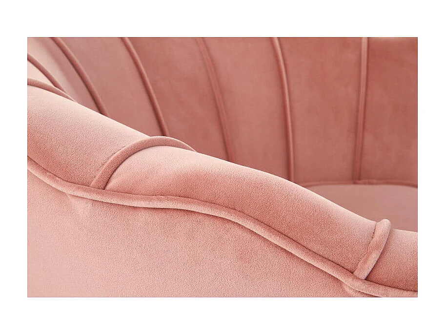 Canapé Coquillage en velours rose avec pieds dorés en métal CAPRICA XL