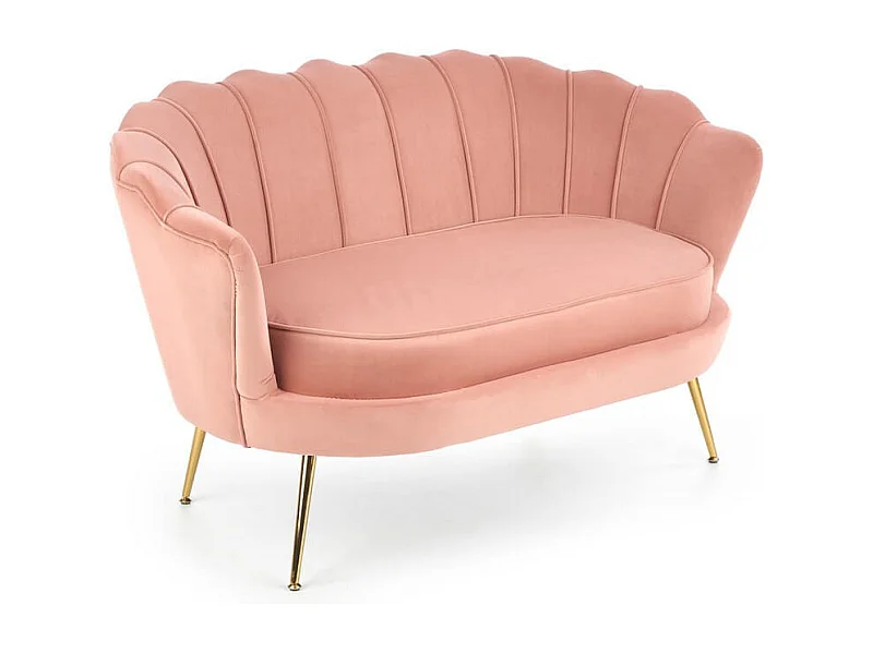 Divano a conchiglia in velluto rosa con gambe in metallo dorato CAPRICA XL