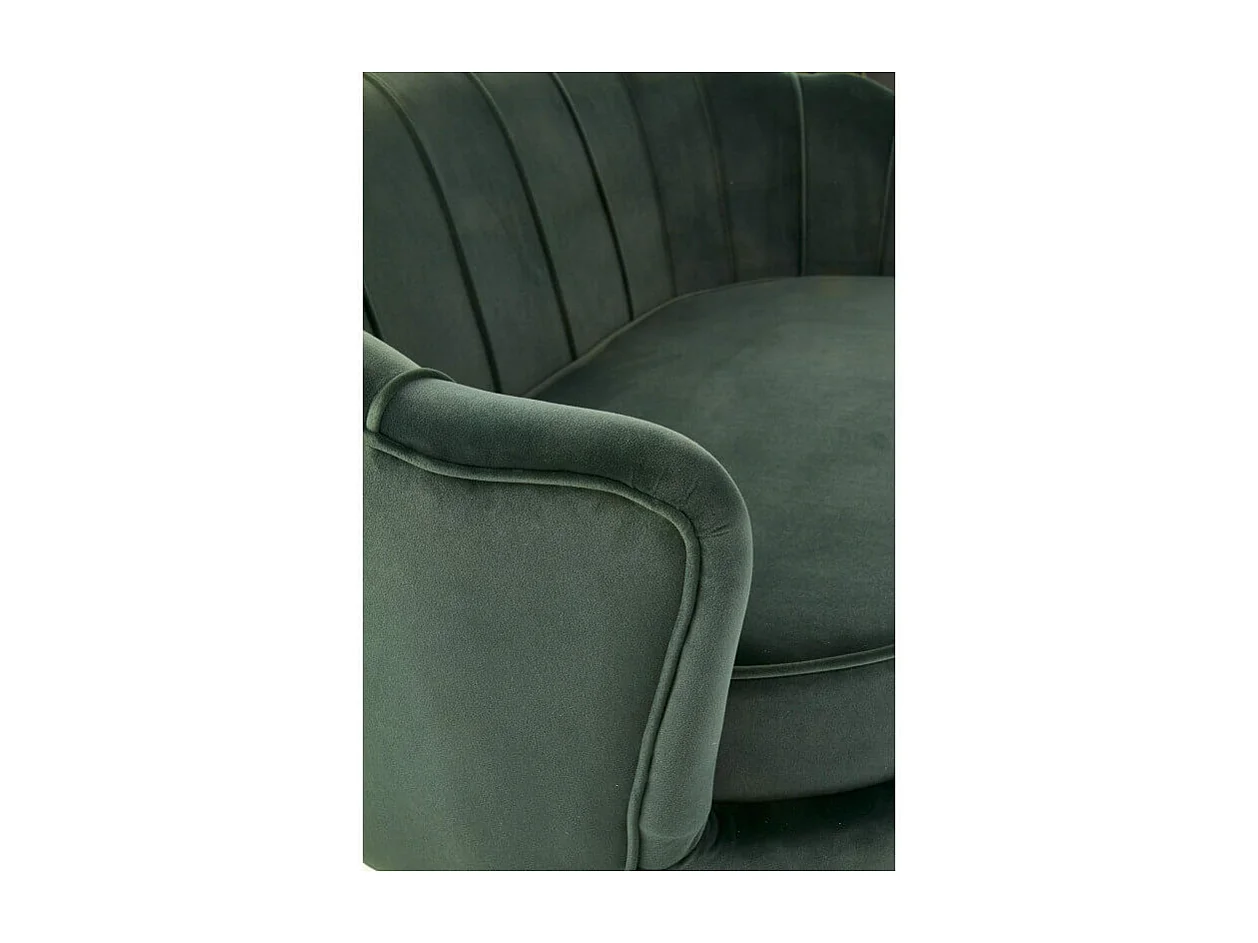 Divano a guscio in velluto verde con gambe in metallo dorato CAPRICA XL