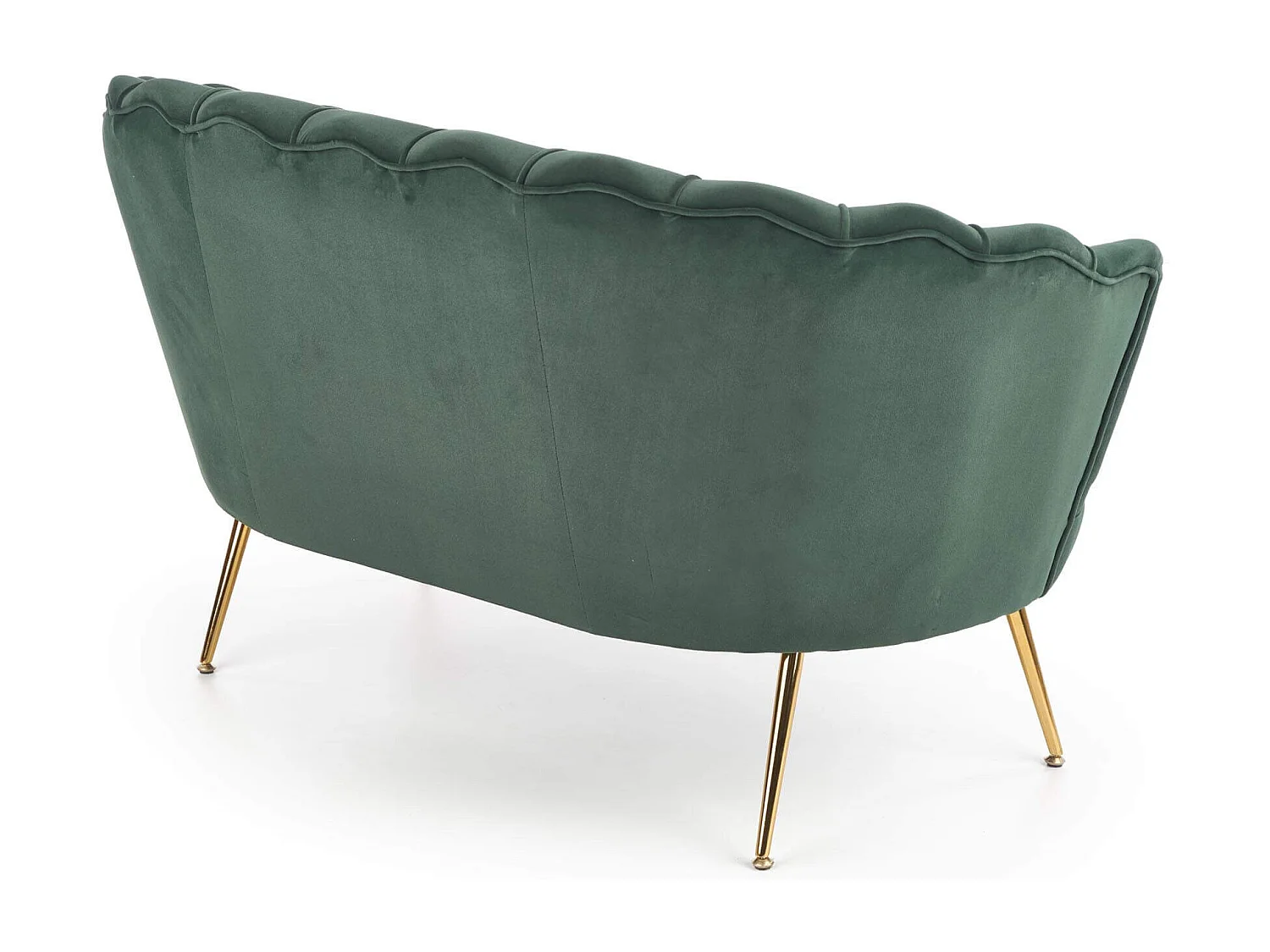 Canapé Coquillage velours vert et pieds en métal doré CAPRICA XL