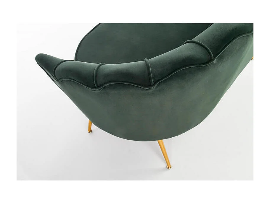 Canapé Coquillage velours vert et pieds en métal doré CAPRICA XL