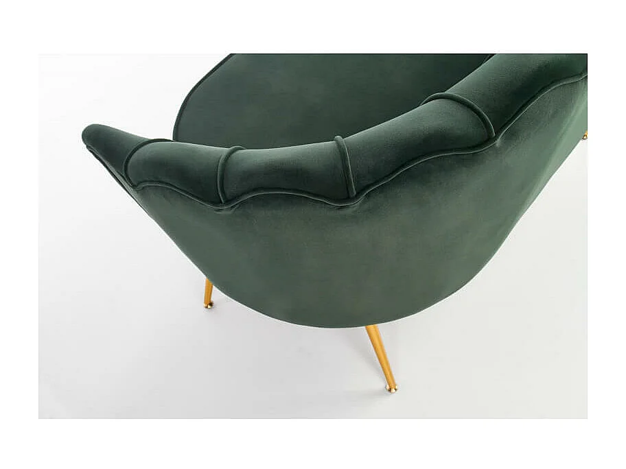 Canapé Coquillage velours vert et pieds en métal doré CAPRICA XL