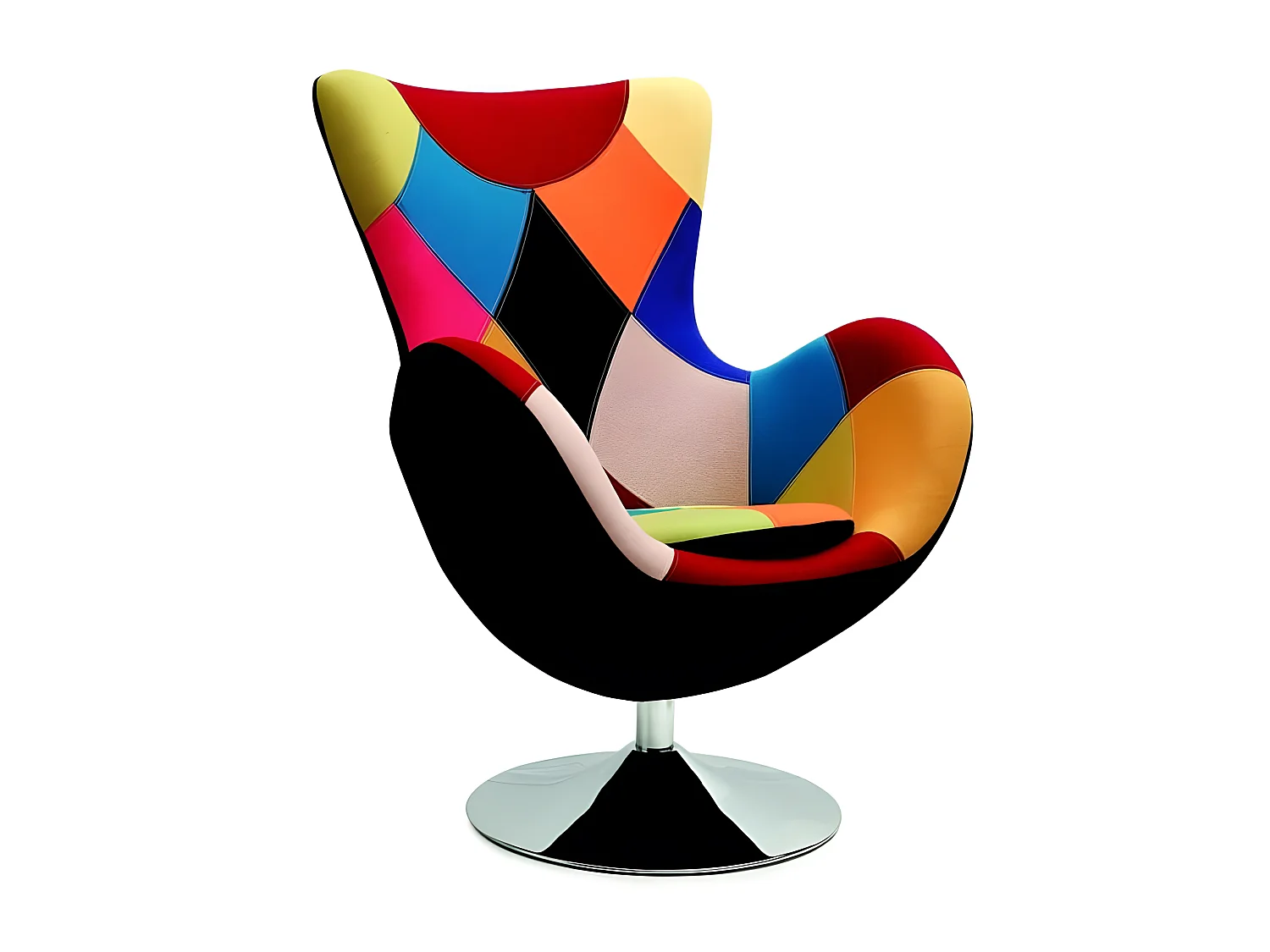 Fauteuil oeuf patchwork multicolore