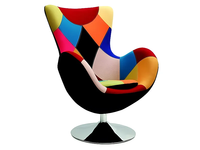 Fauteuil oeuf patchwork multicolore