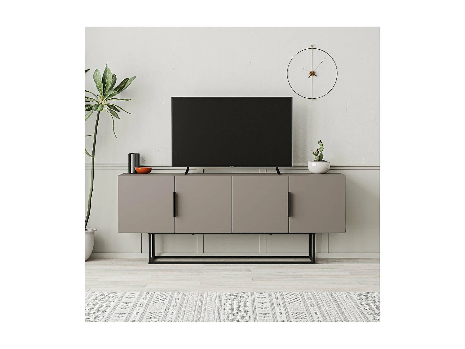 Mueble de TV 4 Puertas y Patas de Metal L140 cm - Titan