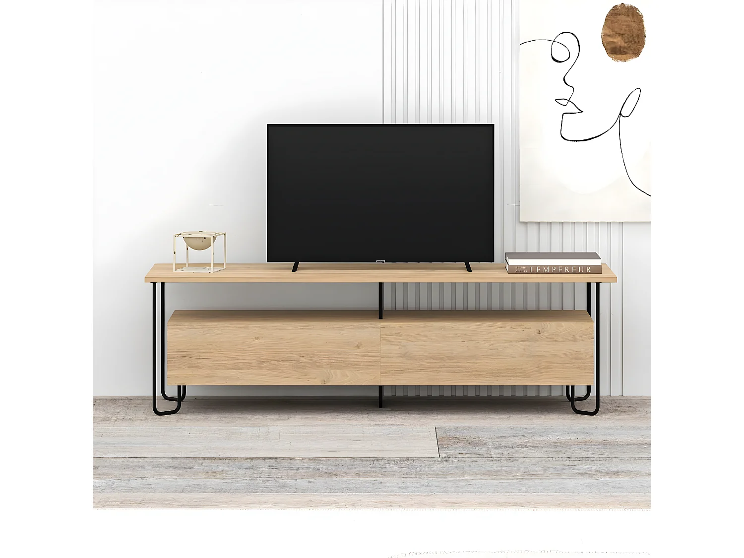 TV-Möbel 2 Türen mit Metallfüßen B150 cm - DILLY