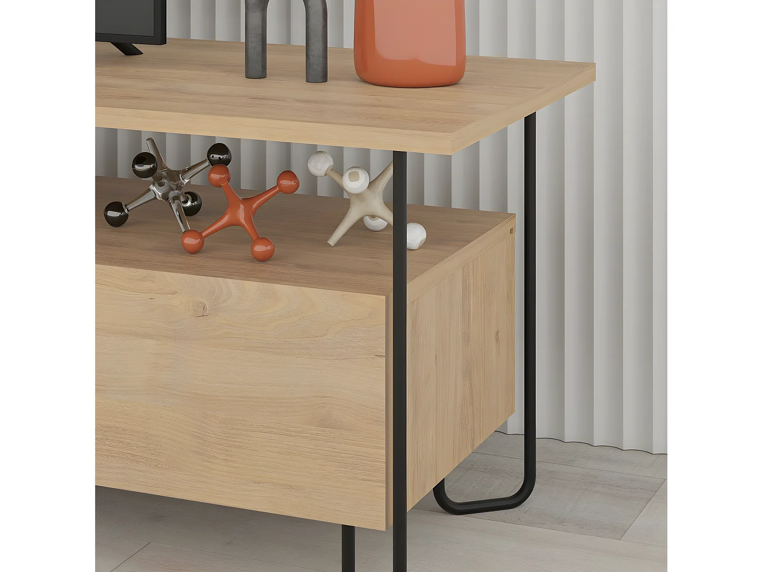 Meuble TV 2 portes avec pieds en métal L150 cm - DILLY