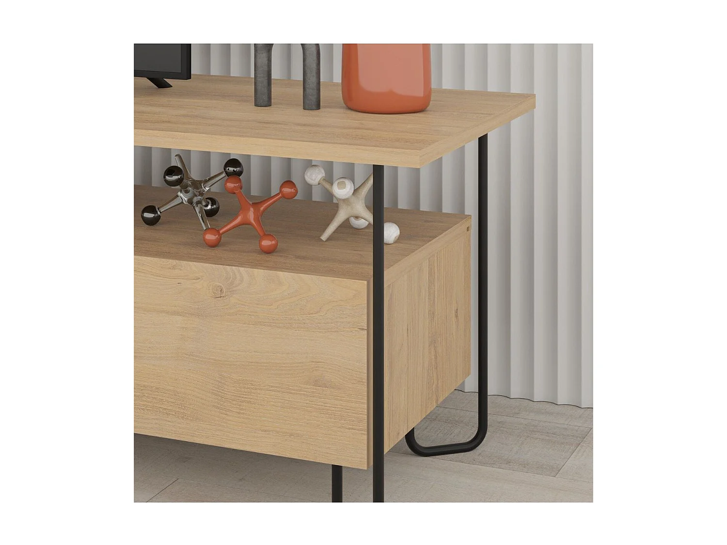 Meuble TV 2 portes avec pieds en métal L150 cm - DILLY