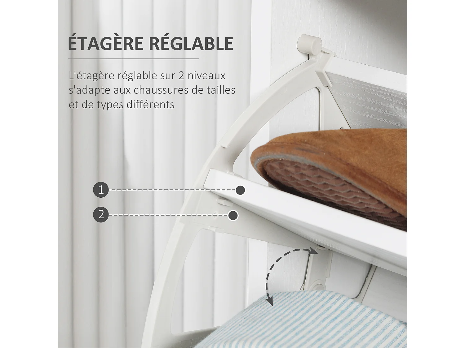 Meuble à chaussures 3 portes abattantes 2 compartiments MDF blanc chêne clair