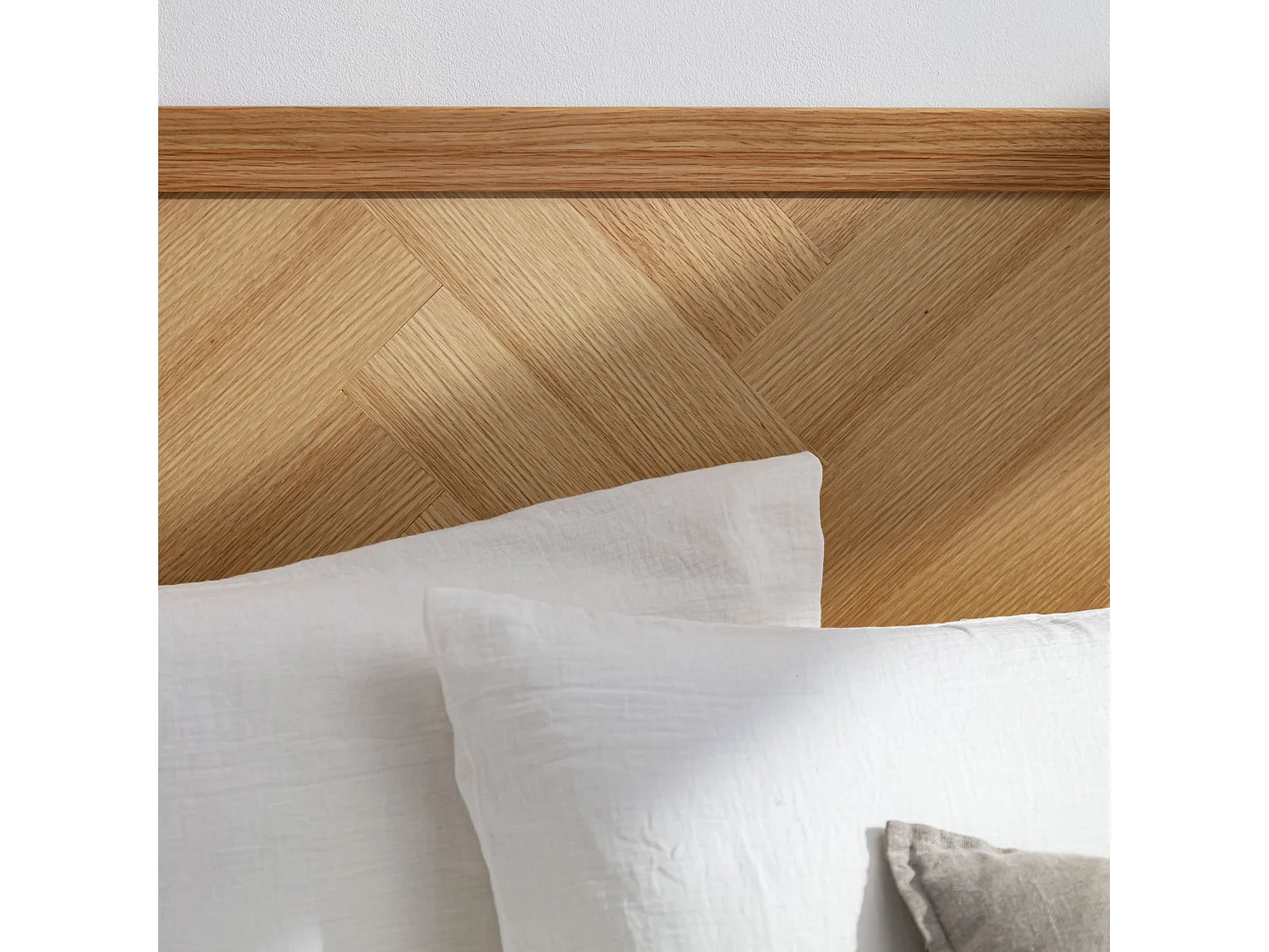 Tête de lit marqueterie 140 cm en bois massif naturel - Terre de Nuit