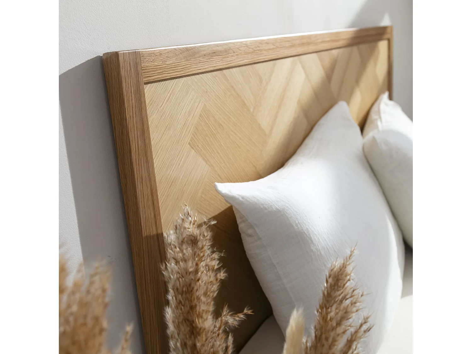 Tête de lit marqueterie 140 cm en bois massif naturel - Terre de Nuit