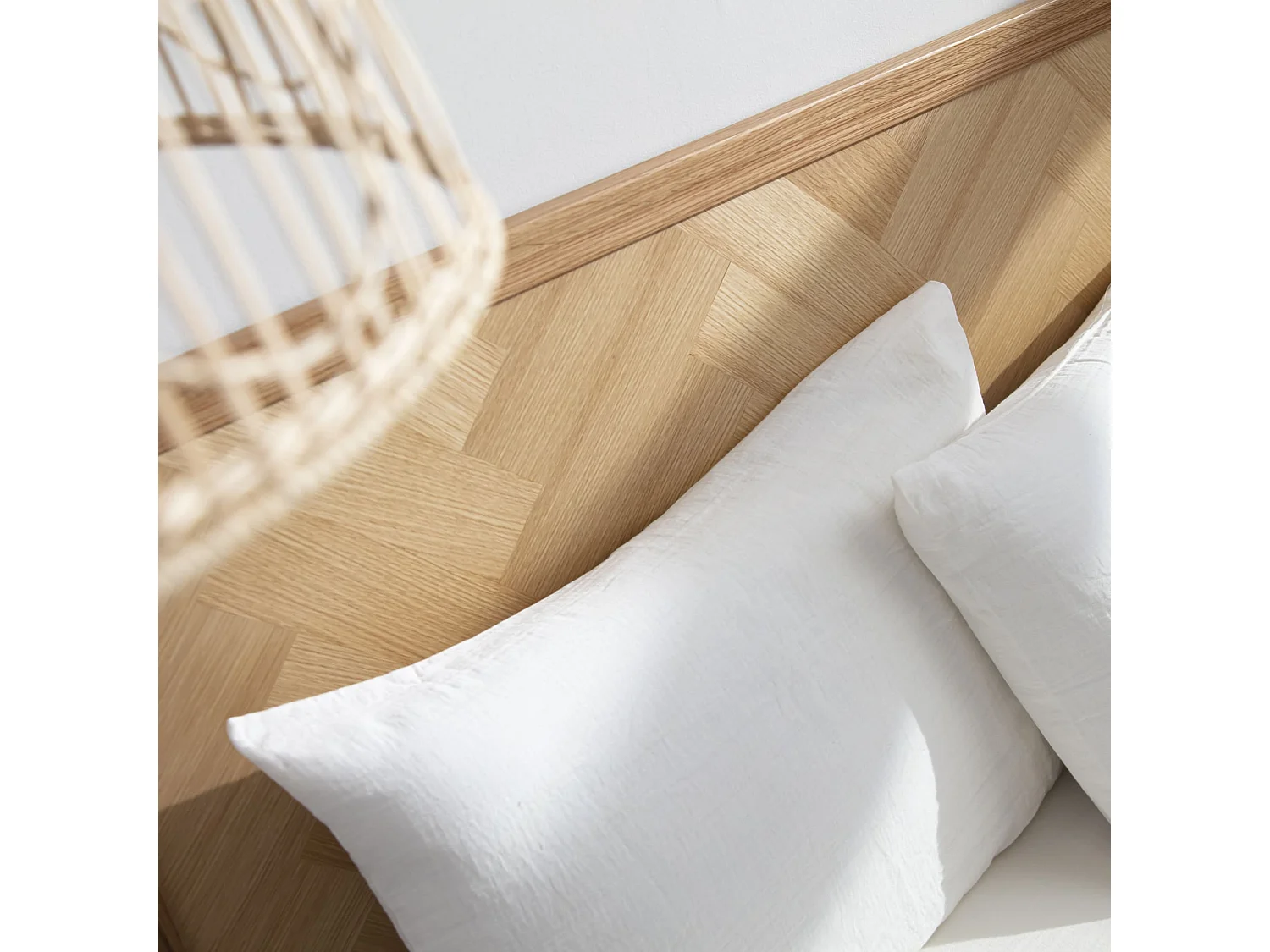 Tête de lit marqueterie 160 cm en bois massif naturel - Terre de Nuit