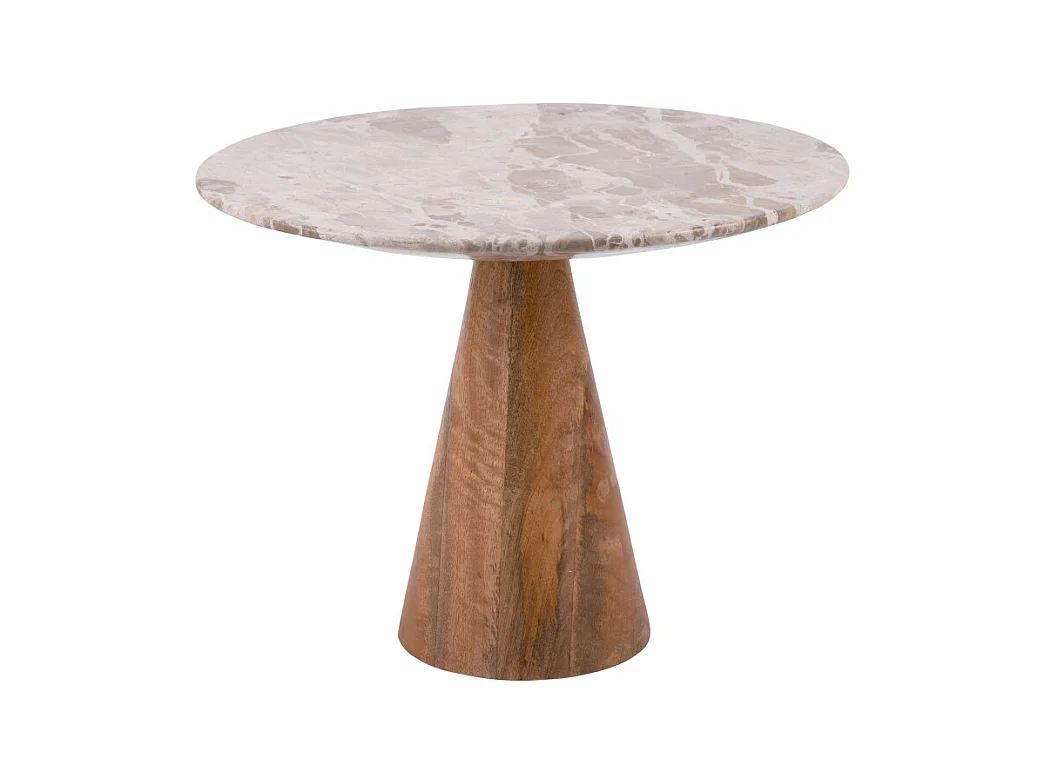 Force - Table d’appoint en bois et marbre ø40cm - Brun