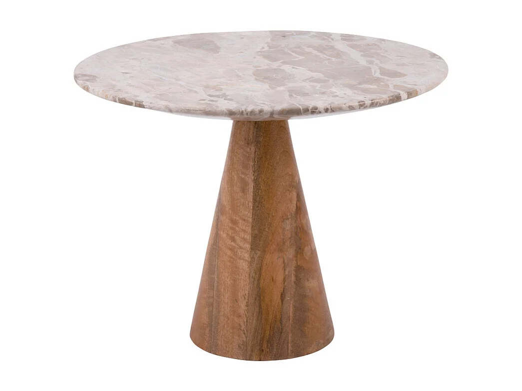 Force - Table d’appoint en bois et marbre ø40cm - Brun