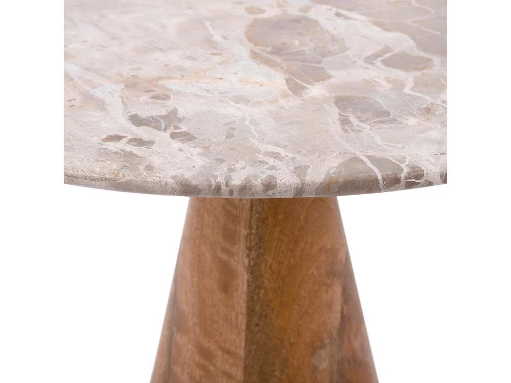 Force - Table d’appoint en bois et marbre ø40cm - Brun