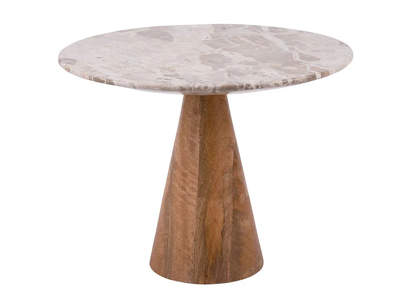 Force - Table d’appoint en bois et marbre ø40cm - Brun