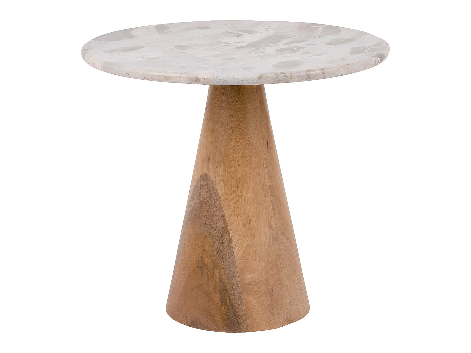 Force Wide - Table d’appoint en bois et marbre ø50cm - Brun