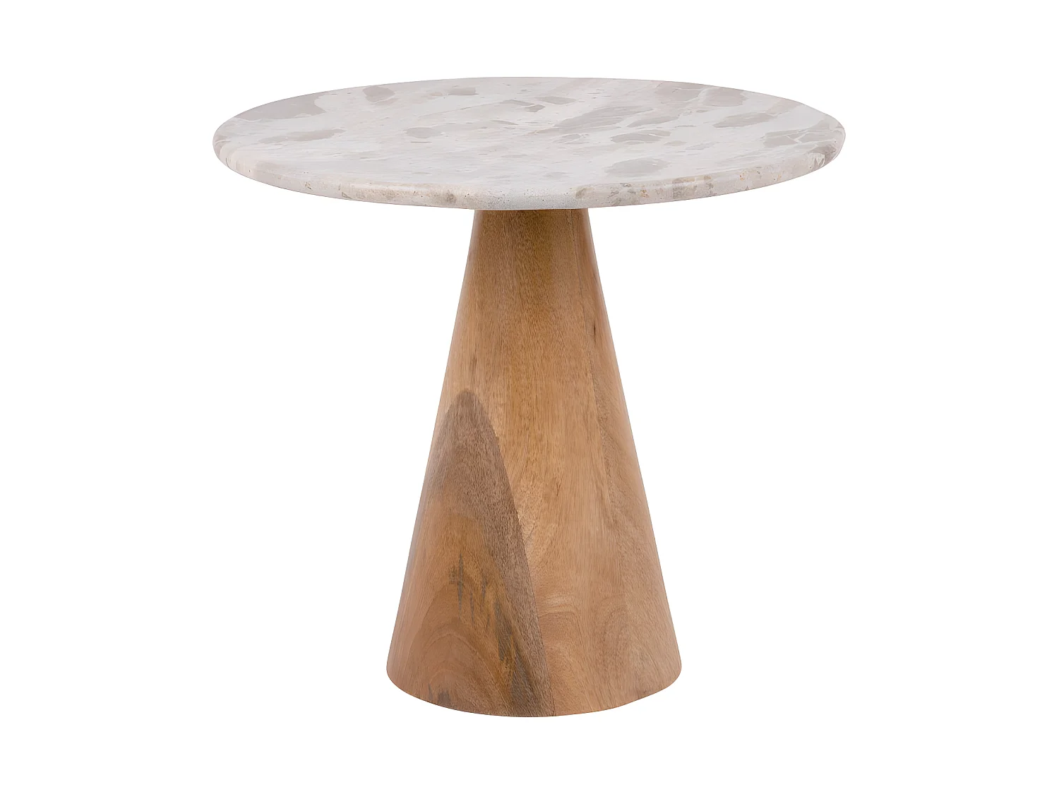 Force Wide - Table d’appoint en bois et marbre ø50cm - Brun